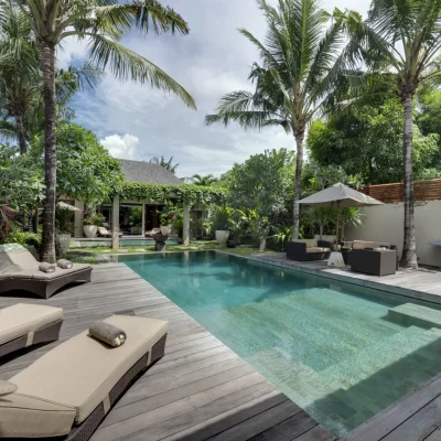 Eshara I – Pool deck and open door to Eshara II Villa Eshara Complex - Villa Gallery