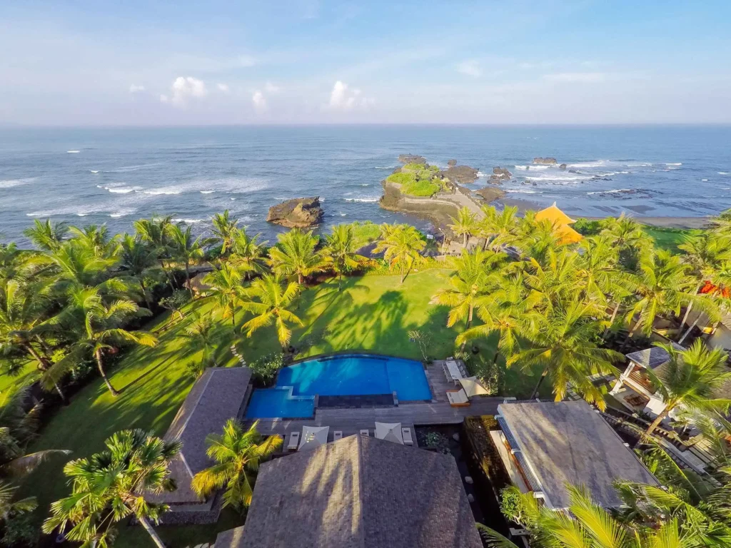 2. Villa Semarapura – Aerial – The villa, pool, gardens and sea Villa Semarapura - Villa Gallery
