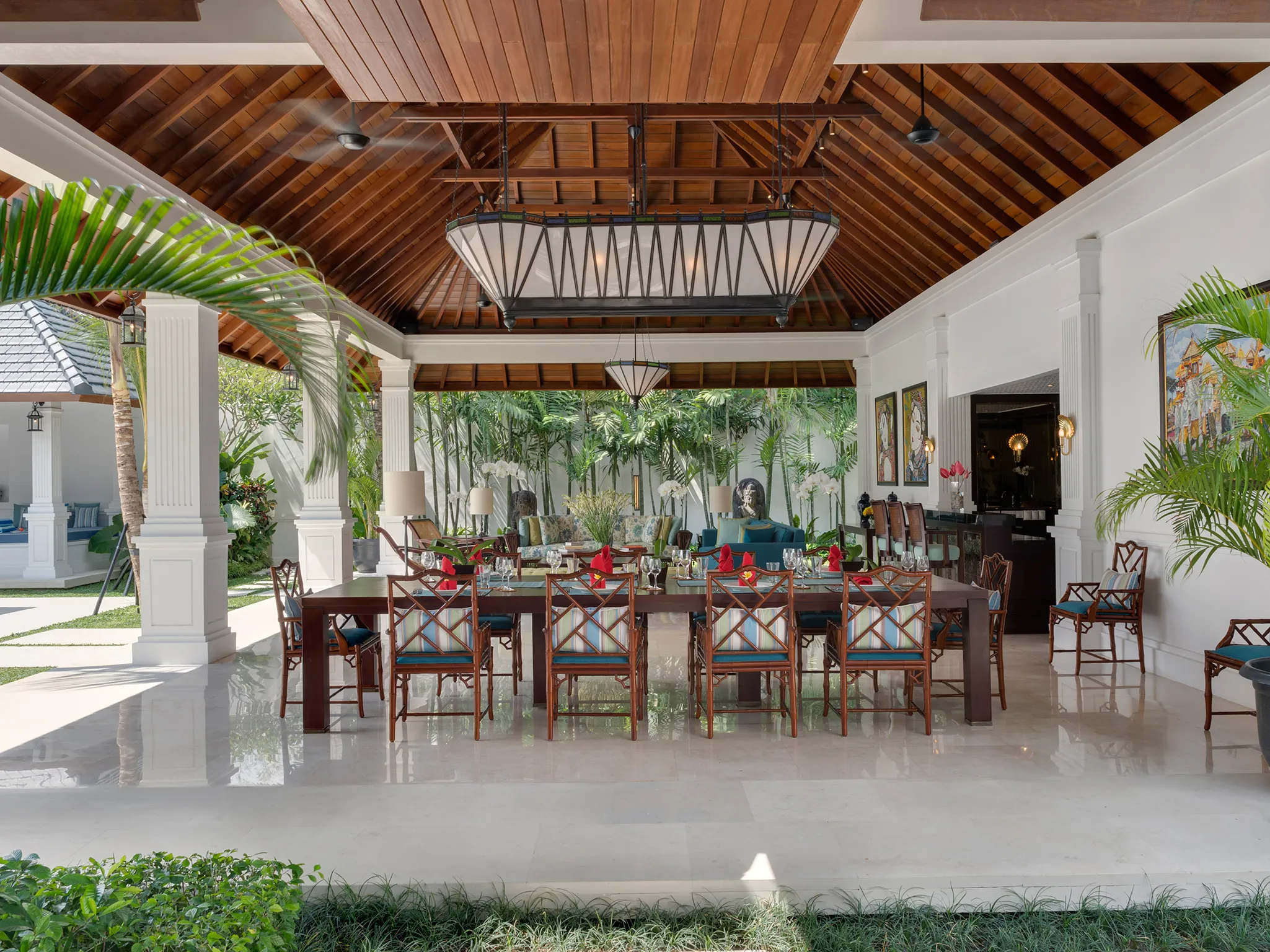 8. Villa Windu Asri – Dining table in grand living pavilion Villa Petitenget Collection - Villa Gallery