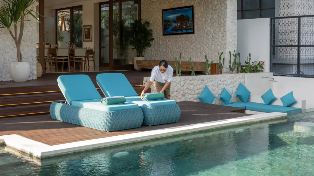 18 Elite Havens – The Atma Bali – Pool sun loungers_18_11zon Villa Atma Sanur - Villa Gallery